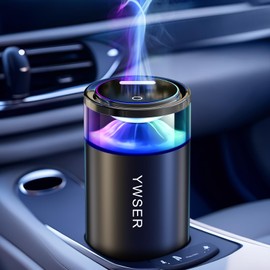 YWSER 2025 Upgraded Smart Car Air Freshener,Car Diffuser Pro,Ultrasonic Atomizer,Auto On/Off, Adjustable Modes,8 Ambient Lights,Long-lasting Premium Scents(Freesia)