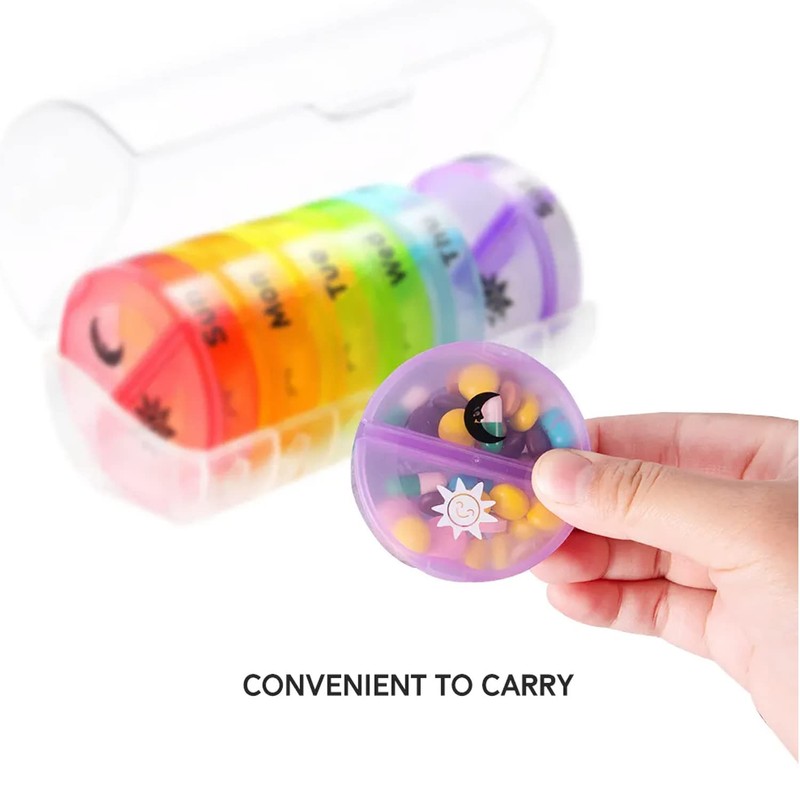 VIGOR PATH 7-Day Pill Organizer with Two Compartments Per Day,
