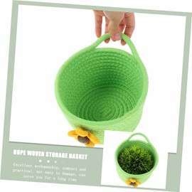 Levemolo 1pc Woven Hanging Storage Basket for Desktop Organization Rope Flower Container for Home Decor and Sundries Macrame Design for Tidy Spaces