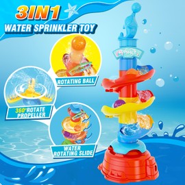 Skirfy Water Sprinkler for Kids,3 in 1 Helicopter Toy for Boys Girls,Dog Water Toys,Catch Ball Game,Outdoor Play Summer Pool Party,Outside Toys,Lawn Backyard,Garden Game Toy for Kids Ages 3 4 5 6 7 8