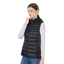 ROYAL MATRIX Women’s Down Vest Lightweight Packable Down Puffer Vest Warm Winter Puffy Vest with Hood (Black, S)