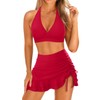 Yonique Bikini de cintura alta con falda para mujer, traje