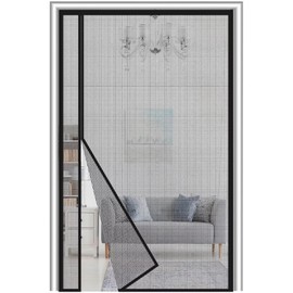Side Opening Magnetic Fly Screens for Doors 85x195 cm Fiberglass,Heavy Duty Bugs Door Screen,Reversible Left Right Anti Mosquito Mesh Fly Curtain with Powerful Magnets & Full Frame Magic Tape