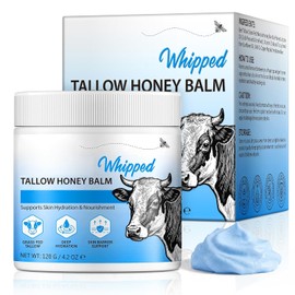 Bálsamo de sebo con miel de manuka, hidratante de sarga de carne alimentada con pasto para hidratación profunda, reparación de barreras cutáneas y crema antioxidante, crema corporal natural