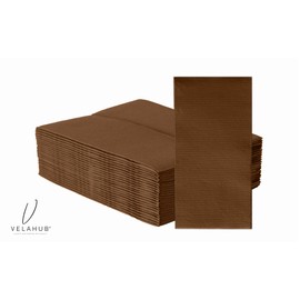 VelaHub Soft Point 50 Napkins, 1/8 Fold, High-Quality Disposable Napkins, 39 x 38 cm, Brown