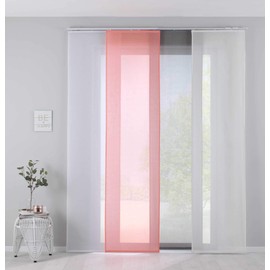 Gardinenbox Nizza 2019032 Sliding Curtain Cotton Voile Half Voile H x W 245 x 60 cm Grey Transparent Panel Curtain with Panel Carrier and Weighted Bar