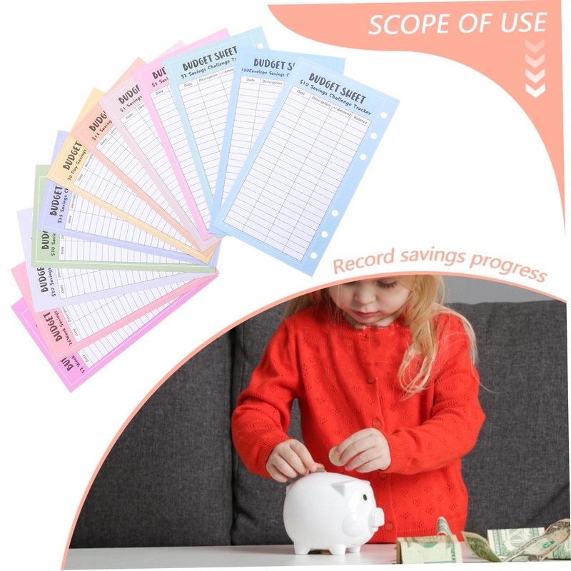 jojofuny 4sets Savings Challenge Binder Cash Tracking Sheets Portable Replacement
