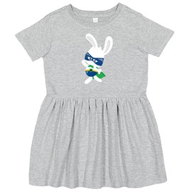 inktastic Superhero Bunny, White Bunny, Rabbit, Mask, Cape Toddler Dress 2T Heather Grey 4467a