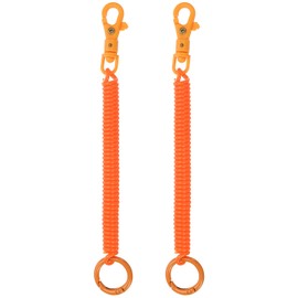 PATIKIL Retractable Coil Springs Keychain, 2 Pack Anti-lost Key Chain Holder Lanyard Cord with Metal Lobster Clasp Keyring 18cm for Keys Wallet, Orange