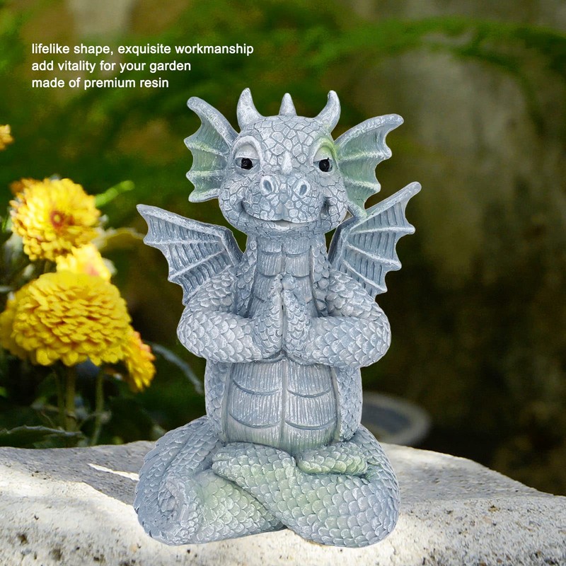 Small Dinosaur Sculpture Meditated Statue Home Ornament for Garden Tree