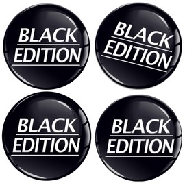 SkinoEu 4 x 55mm 3D Gel Car Wheel Centre Universal Rims Hub Center Stickers Decals For Caps Vehicle Auto Tuning Emblem Black Edition A 1255