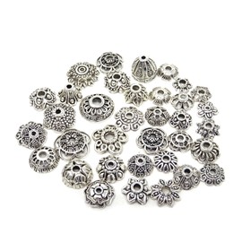 Honbay 100 Gram Bali Style Antique Tibetan Silver DIY Metal Alloy Spacer Beads Caps for Jewelry Making