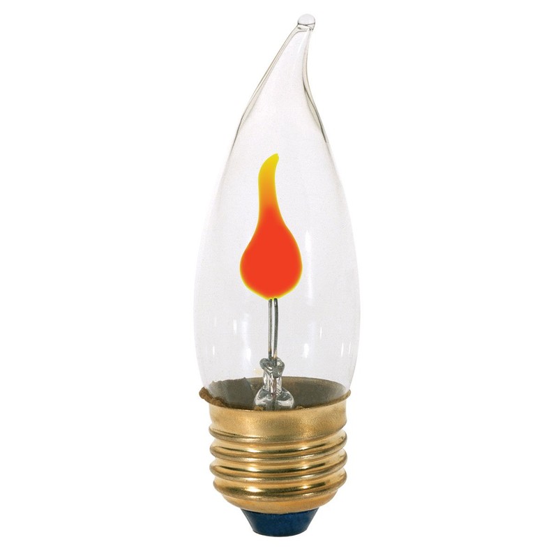 Satco S3657 120V Medium Base 2-3-Watt Flicker Bulb, Clear