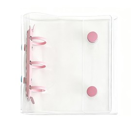 Sealing Notebook, Plastan, Transparent, A8 Size, Mini Binder, Personal Organizer, PVC, DIY Meeting Notebook Folder, Includes 20 Card Sleeves, 2 Baffle Plates (Pink)