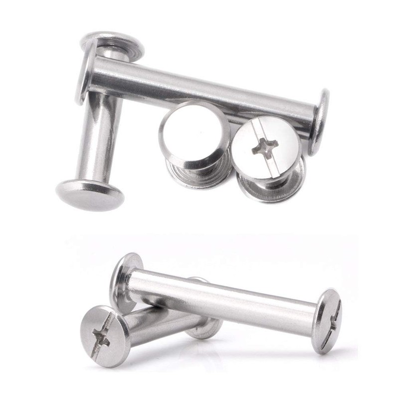 Chicago Screws Kit,SpzcdZa 120sets 6 Sizes Screw Rivets Silver Chicago