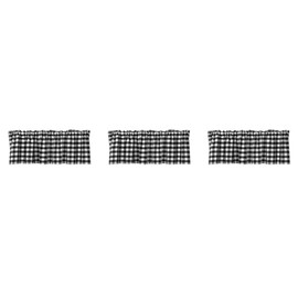 3X Valances for Kitchen Farmhouse Check Valances for Window Treatment Decor (Black and White)