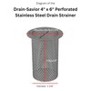Drain Savior - 4" Commercial Floor Drain Strainer, 6" Tall,