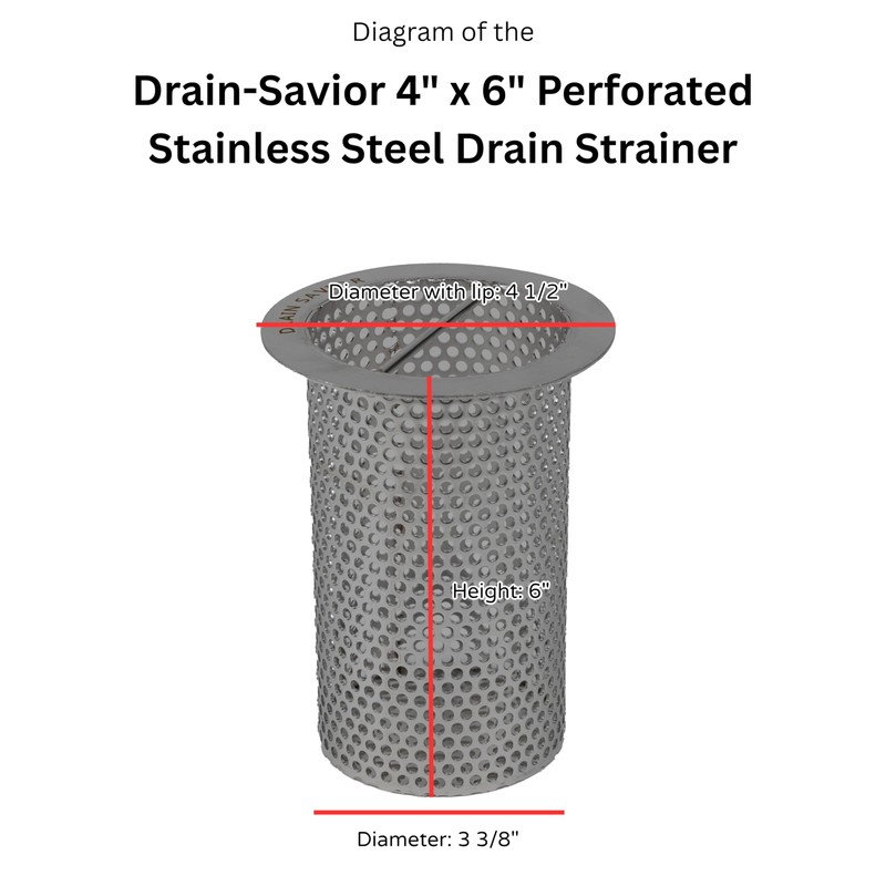 Drain Savior - 4" Commercial Floor Drain Strainer, 6" Tall,