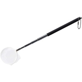 boxtech Fish Shrimp Skimming Net Fine Mesh Expandable Fishing Net with Stainless Steel Handle for Aquarium Pond Creek (Black, Round)