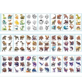 117 Sheets Temporary Tattoos for Kids, Waterproof Animal Temp Cartoon Stickers for Boys, Cute Realistic Fake Children Tattoo Kits Hand and Body Art for Birthday Party Favors Supplies