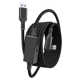 Momowin VR Ladeanschlusskabel, Kompatibel mit Meta Quest 3/Quest 3S/2/1/Pico 4/3/Oculus Quest 2/PC Steam VR Hi-Speed 2.5 Gbps, USB 3.0 zu USB-C Kabel (5m, Schwarz)