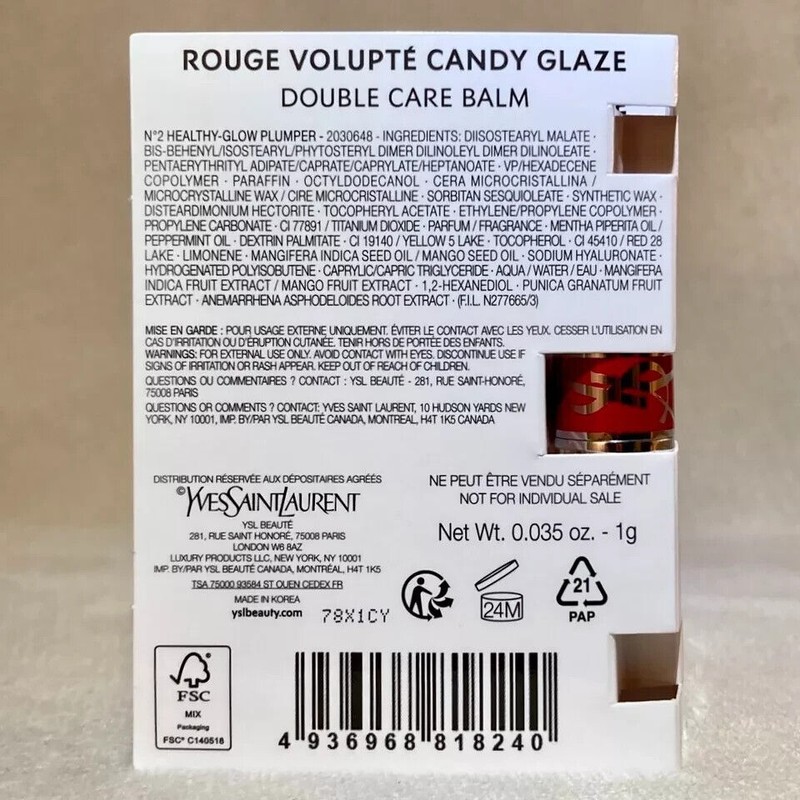 Yves Saint Laurent YSL Rouge Volupte Candy Glaze Double Care