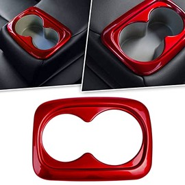 Auto Parts Port ABS Red Interior Rear Seat Water Cup Holder Panel Frame Cover Trim, Fits for 10th Honda Civic 2016-2021, 75033-R