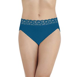 Vanity Fair Women's Flattering Lace Hi Cut Panty 13280, Celestial Blue Stripe, Large/7
