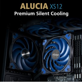 Akasa Alucia XS12, 120 mm PWM Case Fan, High Performance Cooling Fan, 4 Pin, 120 x 15 mm Sizing Slim Low-Noice, Up to 2000 RPM & 41.59 CFM, Blue, AK-FN122-BL