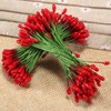 100Pcs Artificial Round Flower Stamens Red Double Sided Holly Berries