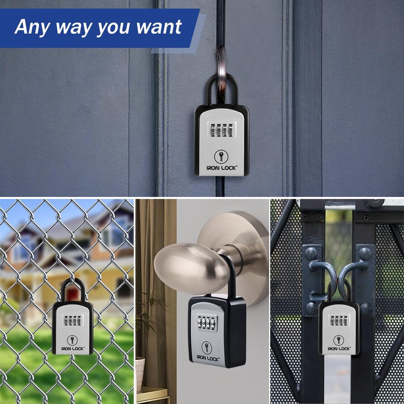 Iron Lock® - Key Lock Box Portable with Removable U-Shackle