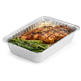 DecorRack 14 Aluminum Pan Disposable with Flat Board Lids, 2.25 Lb Heavy Duty Rectangular Tin Foil Pans, Perfect for Reheating Leftover Food, Baking, Roasting, Meal Prep, to-Go Containers (14 Pack)