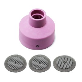 RIVERWELD TIG Champagne Alumina Nozzle Ceramic Cups 53NAHCN -24# and TIG Screen 53NAbSP3-24# for SR WP 9 20 17 18 26 TIG Welding Torches Pack of 4