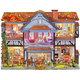 SUNSOUT INC - Autumn Country House - 1000 pc Special Shape Jigsaw Puzzle by Artist: Steve Crisp - Finished Size 35.25" x 26.75" Thanksgiving - MPN# 96058