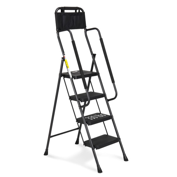 HBTower Step Ladder with Handrails, Folding Step Stool with Attachable
