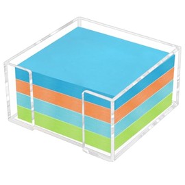 Soporte de acrílico calcomanía para notas, 3 x 3 pulgadas, dispensador de notas adhesivas transparente para recámara, habitación y oficina, organizador de computadora de acrílico