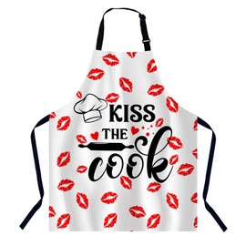 BGBDEIA Kiss The Cook Apron Adjustable Neck Bib Apron for Men Women,Suitable for Kitchen Cooking Waitress Chef Apron