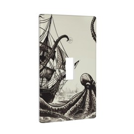 Kraken Octopus Pattern 1 Gang Light Switch Cover Single Toggle Wall Plate Outlet Cover Decorative Faceplate Electrical Switchplate Home Decor 4.5" X 2.76"