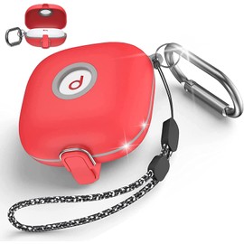 Miimall Compatible with Beats Fit Pro Case, [Keychain] [Secure Lock] TPU Protective Skin Case Cover with Lanyard, Anti-drop Shock-absorbing One-click Pop Full Protective Cover for Beats Fit Pro-Red