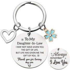 Daughter in Law gifts keychain - Mother in Law Gift for Future Daughter-in-law Engagement Wedding Christmas Birthday Thanksgiving Day Christmas New Year Present to My Daughter in Law Keychains