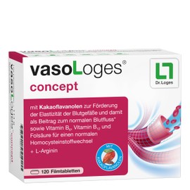 vasoLoges® concept - 120 tablets - with cocoa flavanols to promote the elasticity of blood vessels and thus as a contribution to normal blood flow