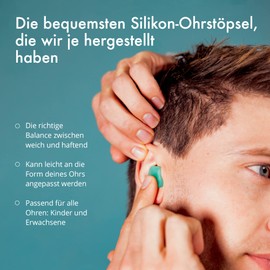 Alpine SoftSilicone Ohrstöpsel für optimalen Gehörschutz - 12 Stück zum Schlafen, Konzentrieren und Schwimmen - Verformbares und weiches Material mit Hygieneschutz - 6 Paar