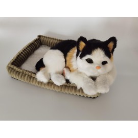 PawFection Pets Calico Cat, Realistic, Lifelike Stuffed Interactive Nodding Pet Toy, Companion Pet Puppy with 100% Handcrafted Synthetic Fur