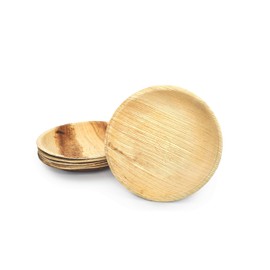 BOX And Tree 25 disposable plates, round, made of palm leaf, diameter 15 cm, biodegradable disposable tableware 100% compostable, stable and robust, material palm tree, wood, bamboo