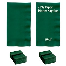 Perfectware- 2 Ply Dinner Napkin Green - 50 CT Green 2 Ply "15 x 17" Paper Dinner Napkins - Pack of 50 CT. Ideal For Party.