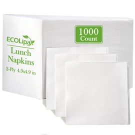 ECOLipak Lunch Napkins Bulk, 1000 Count Everyday Paper Napkins, 4.9×4.9 Inch Folded, 2-Ply Soft And Absorbent for Dinner, Gathering, Bar, Restaurants(9.8×9.8 Inch Unfolded)
