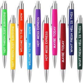 Harloon 10 Pcs Funny Pens for Coworkers Snarky Office Ballpoint Pens with Sayings Black Ink for Women Men Coworkers Office Gifts(Multicolor,Swear)