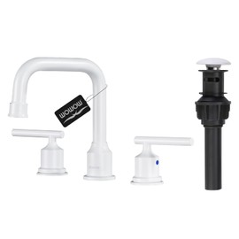 WOWOW 3 Hole Bathroom Faucet White Bathroom Sink Faucet 2 Handle Vanity Faucet Brass Lavatory Faucet Elegant Basin Mixer Tap with Drain
