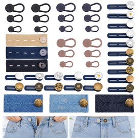 44-Pack Elastic Button Extenders for Jeans and Pants