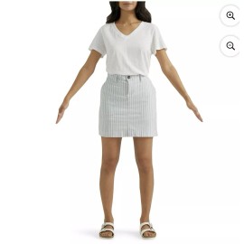 LEE Women’s Size 18M Mid Rise Skort Ultra Soft Waistband • Grey Stripe